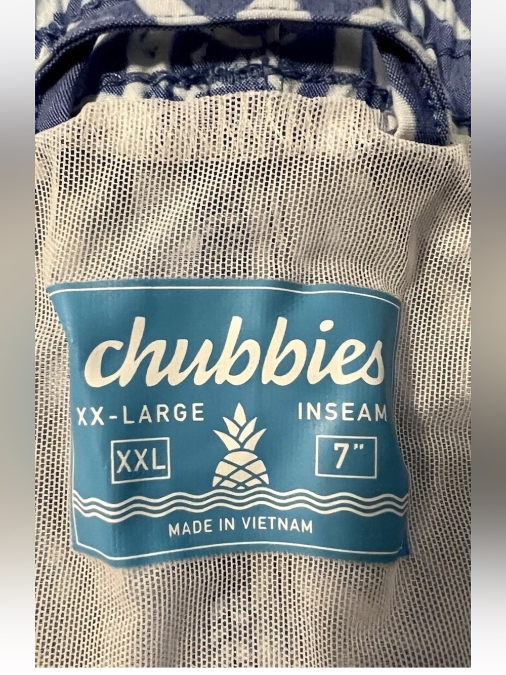 Chubbies Navy and White Pineapple Print Swim Trunks - Picture 7 of 8